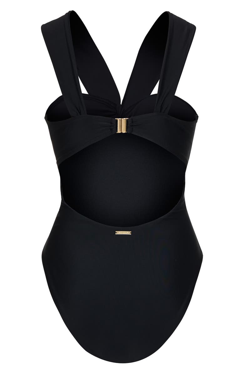 Milly Betsy Draped One-Piece Swimsuit, Alternate, color, Black