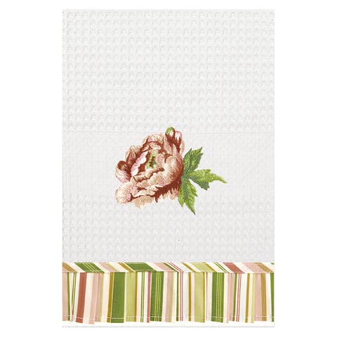 Pink Brianna Waffle Weave Cotton Kitchen Dishtowel