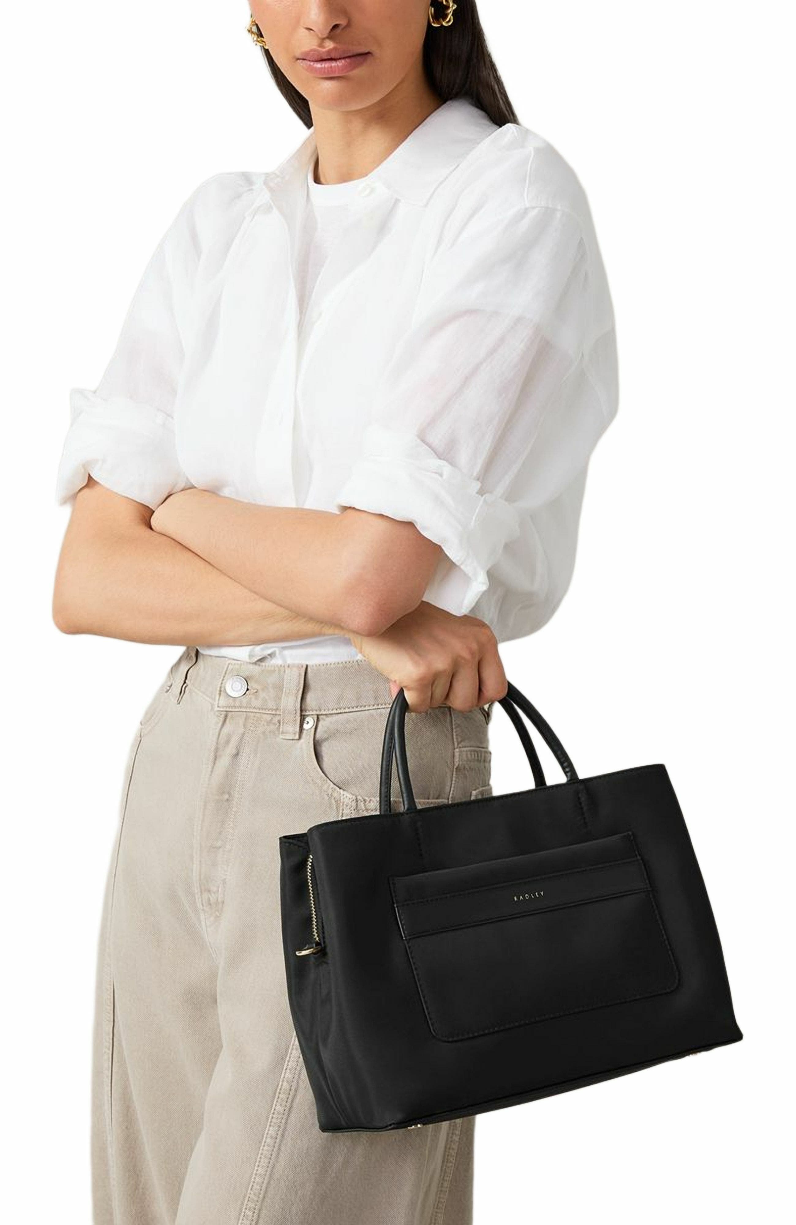 Radley Holland Park Medium Ziptop Satchel Bag, Alternate, color, Black