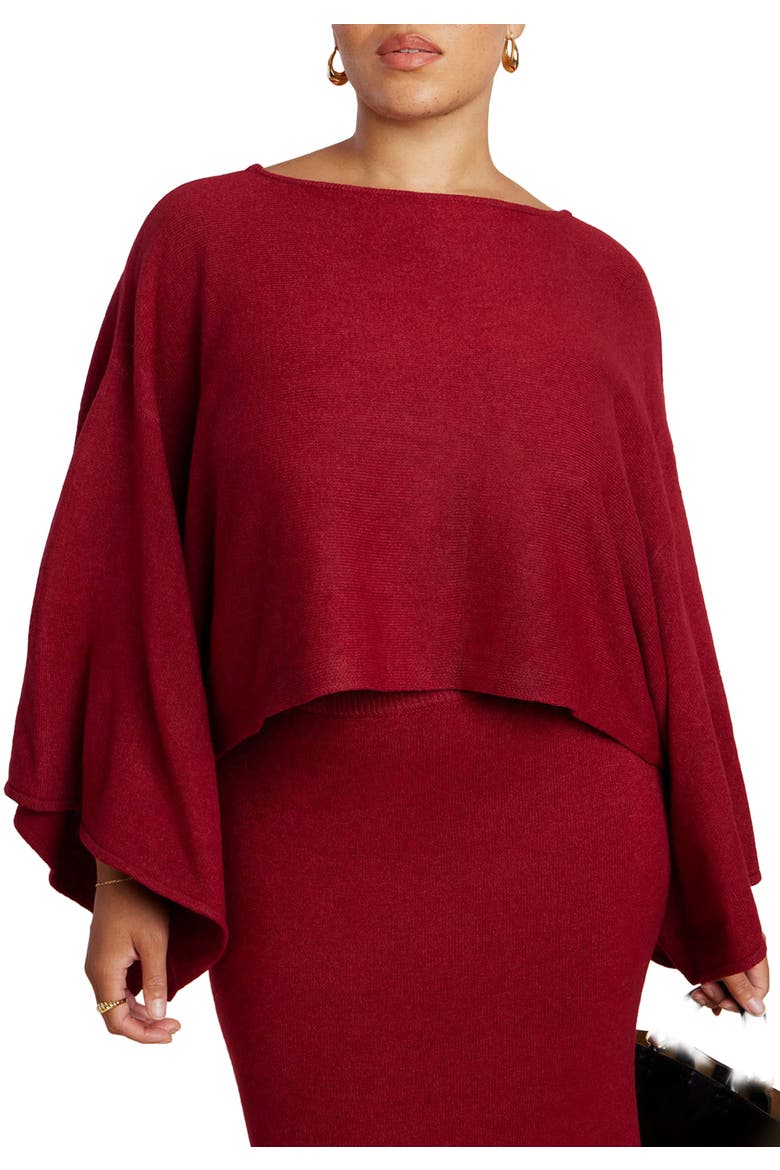 Draped Cropped Sweater, Main, color, RUMBA RED