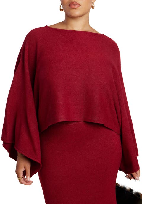 Draped Cropped Sweater (Plus)