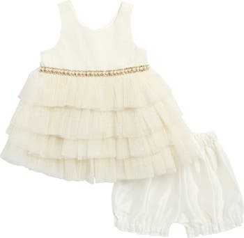 Embellished Tiered Party Dress & Bloomers