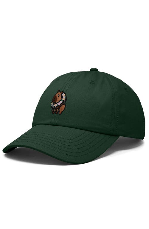 Dalix Capybara Donut Embroidered Cap In Dark Green