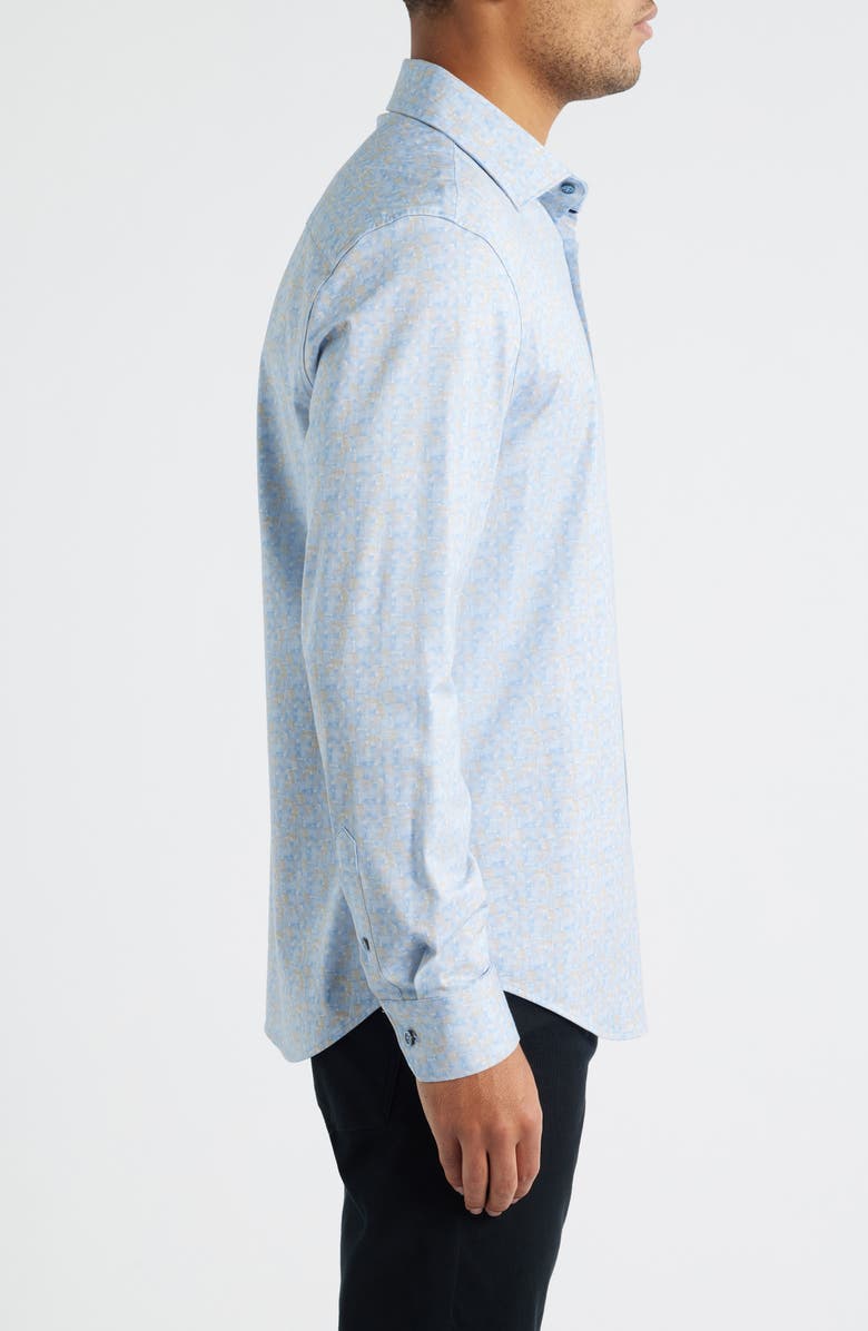 Bugatchi Jimmy OoohCotton<sup>®</sup> Abstract Print Button-Up Shirt, Alternate, color, Air Blue