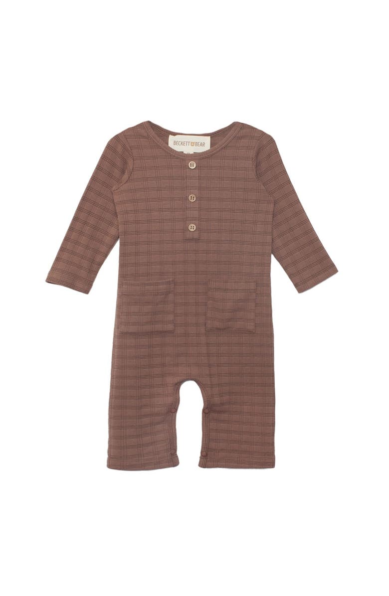 Beckett and Bear Theo Romper, Main, color, Brown