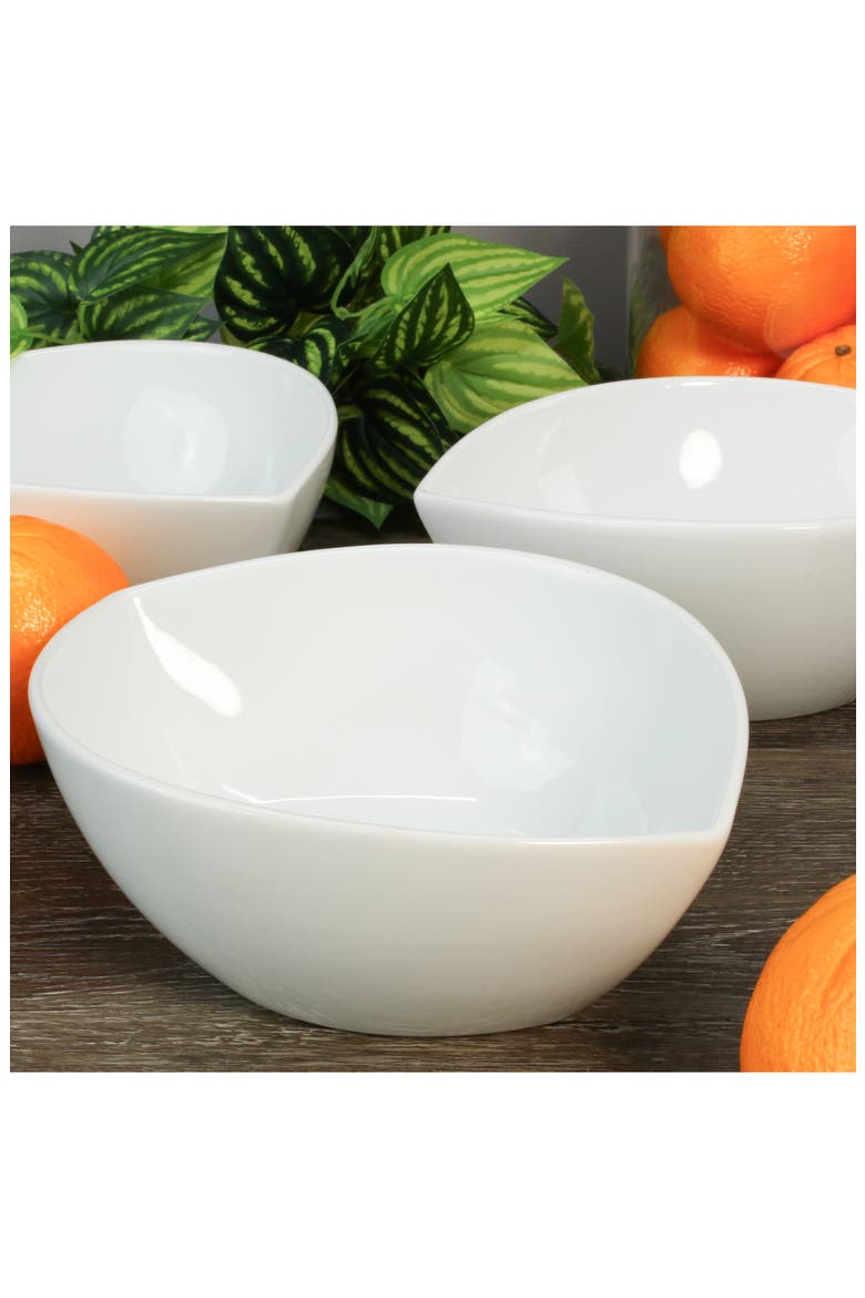 Set of 3 Split Oval Bowls, Alternate, color, WHITE