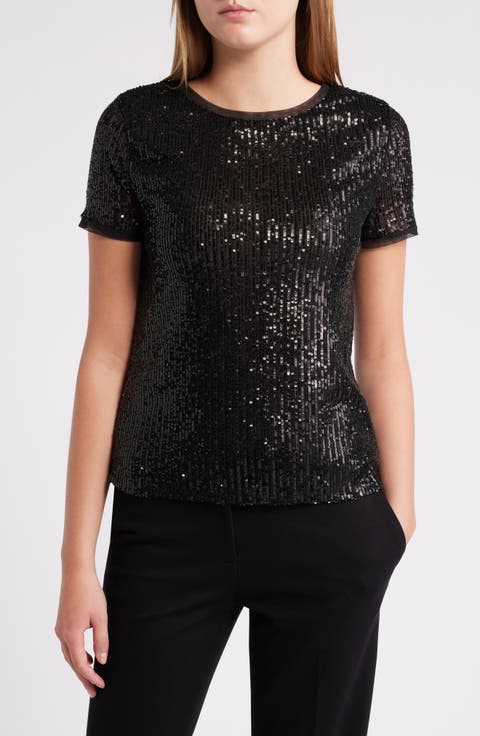 Sequin Mesh T-Shirt