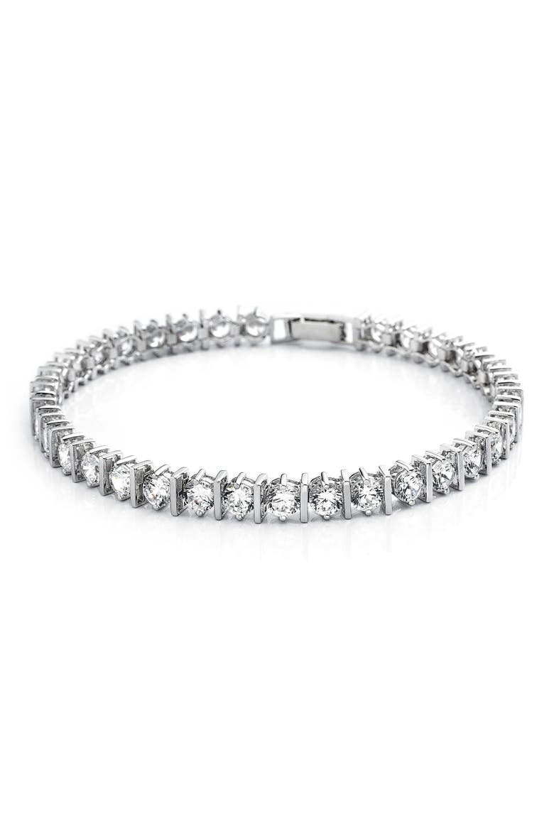 Cubic Zirconia Tennis Bracelet, Main, color, PLATINUM