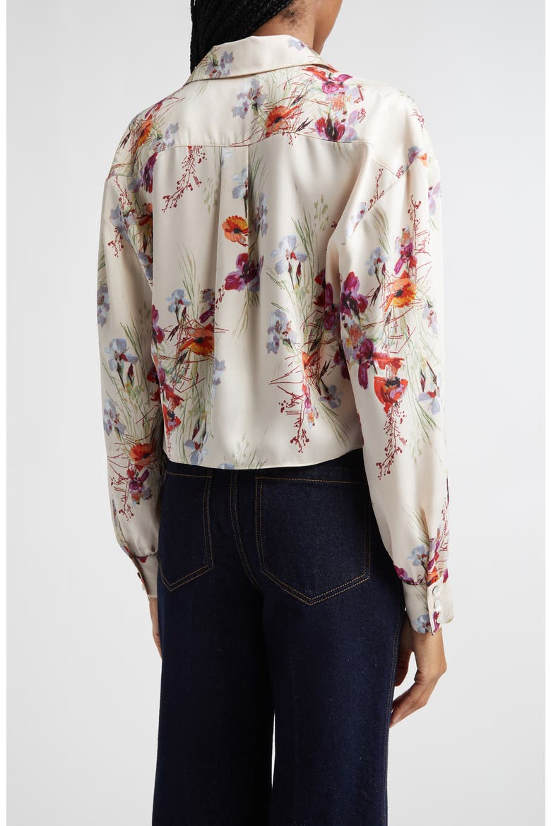 Iris Bouquet Marianna Print Tie Front Button-Up Shirt, Alternate, color, OATMILK MULTI
