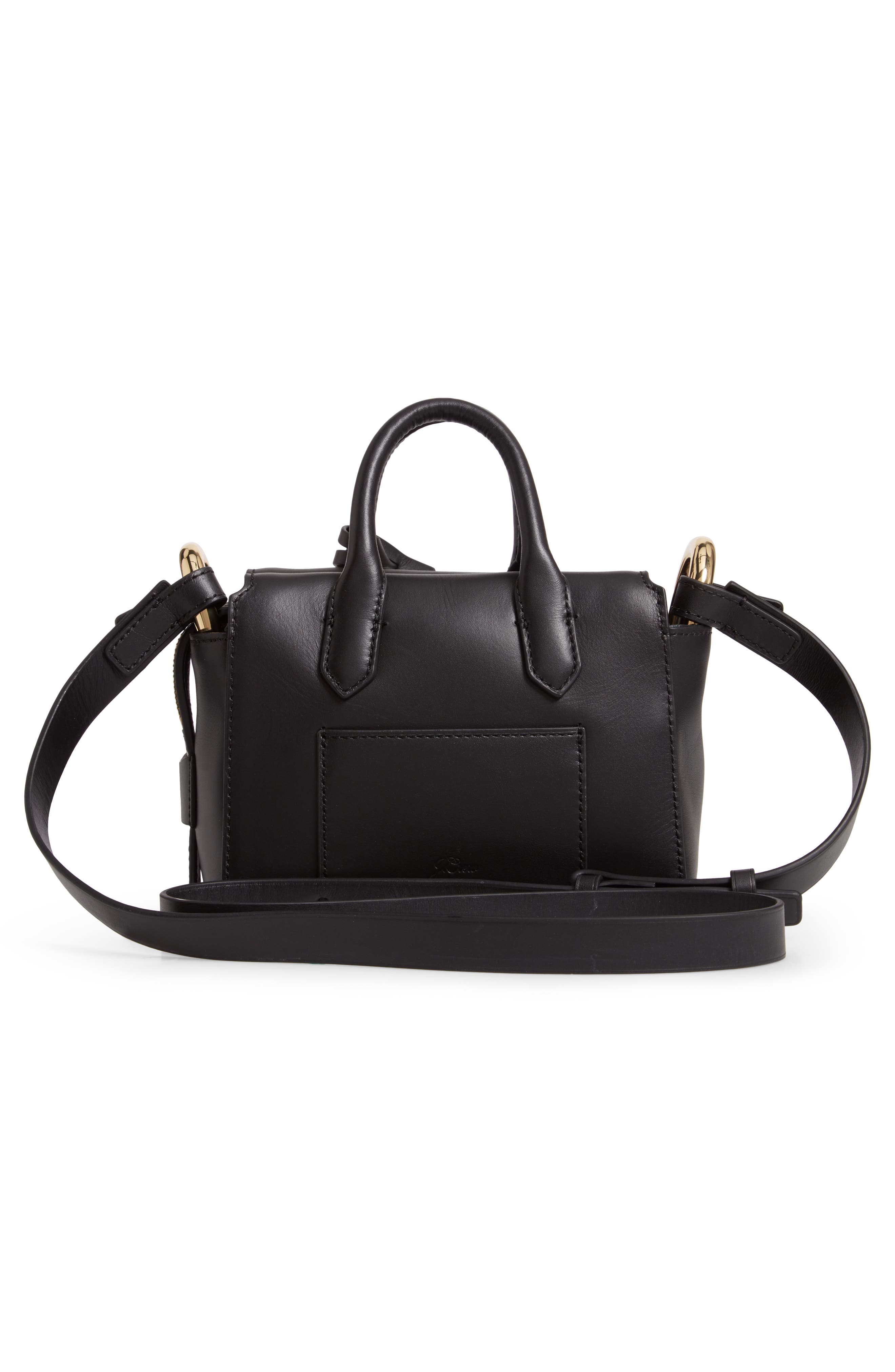 Mini Harper Leather Satchel, Alternate, color, BLACK