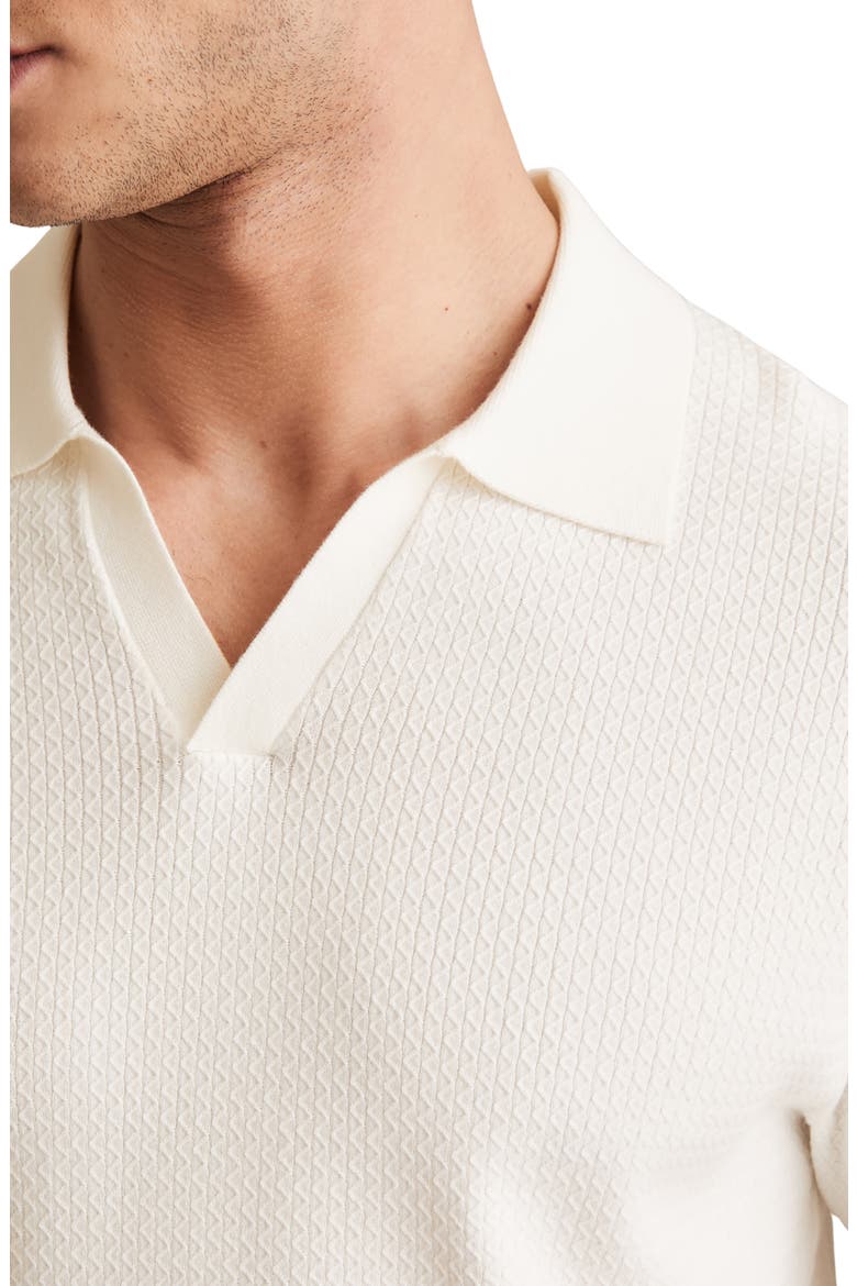 Tyne Textured Johnny Collar Polo Sweater, Alternate, color, WHITE
