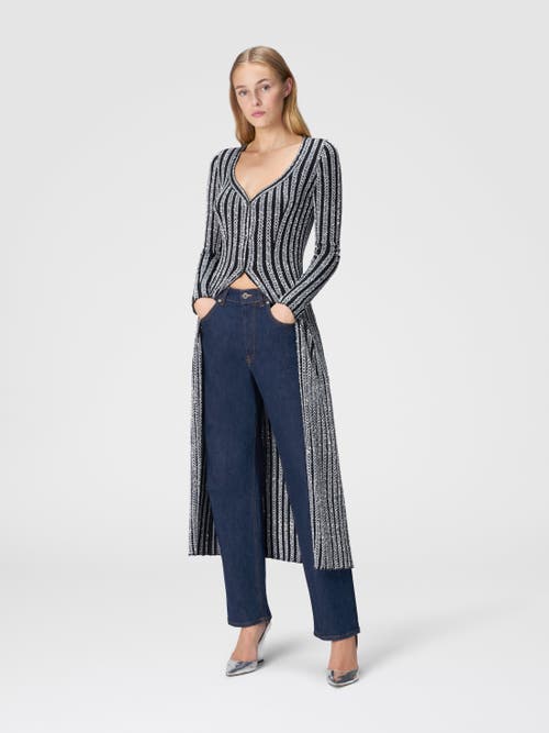MISSONI MISSONI LONG RIBBED ZIG ZAG CARDIGAN WITH SEQUINS 
