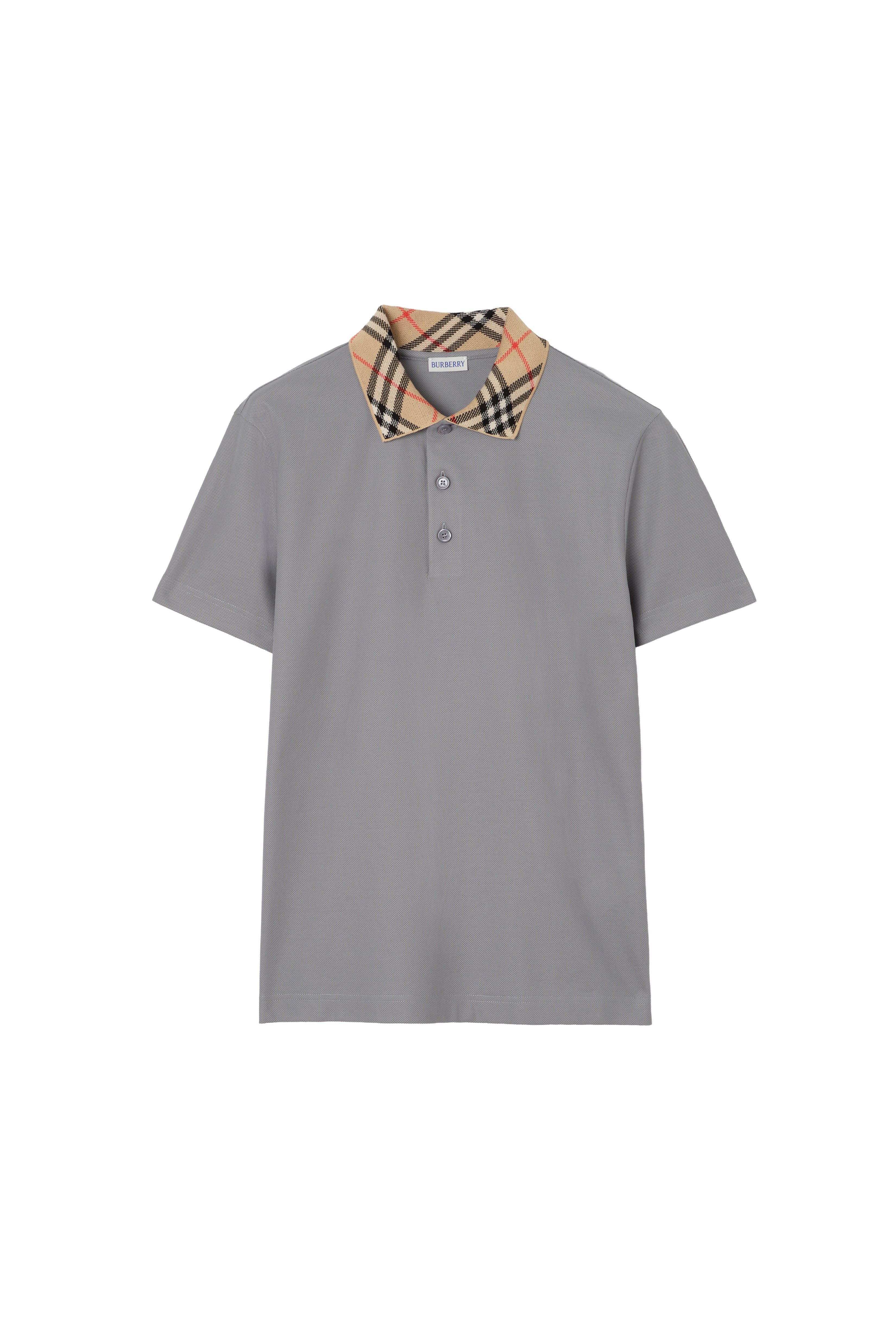 Check Collar Cotton Polo Shirt - image 2