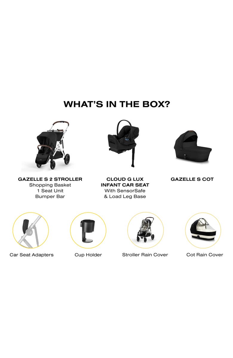 CYBEX Gazelle S Stroller, Cloud G Lux Infant Car Seat & Gazelle S Cot Travel System, Alternate, color,