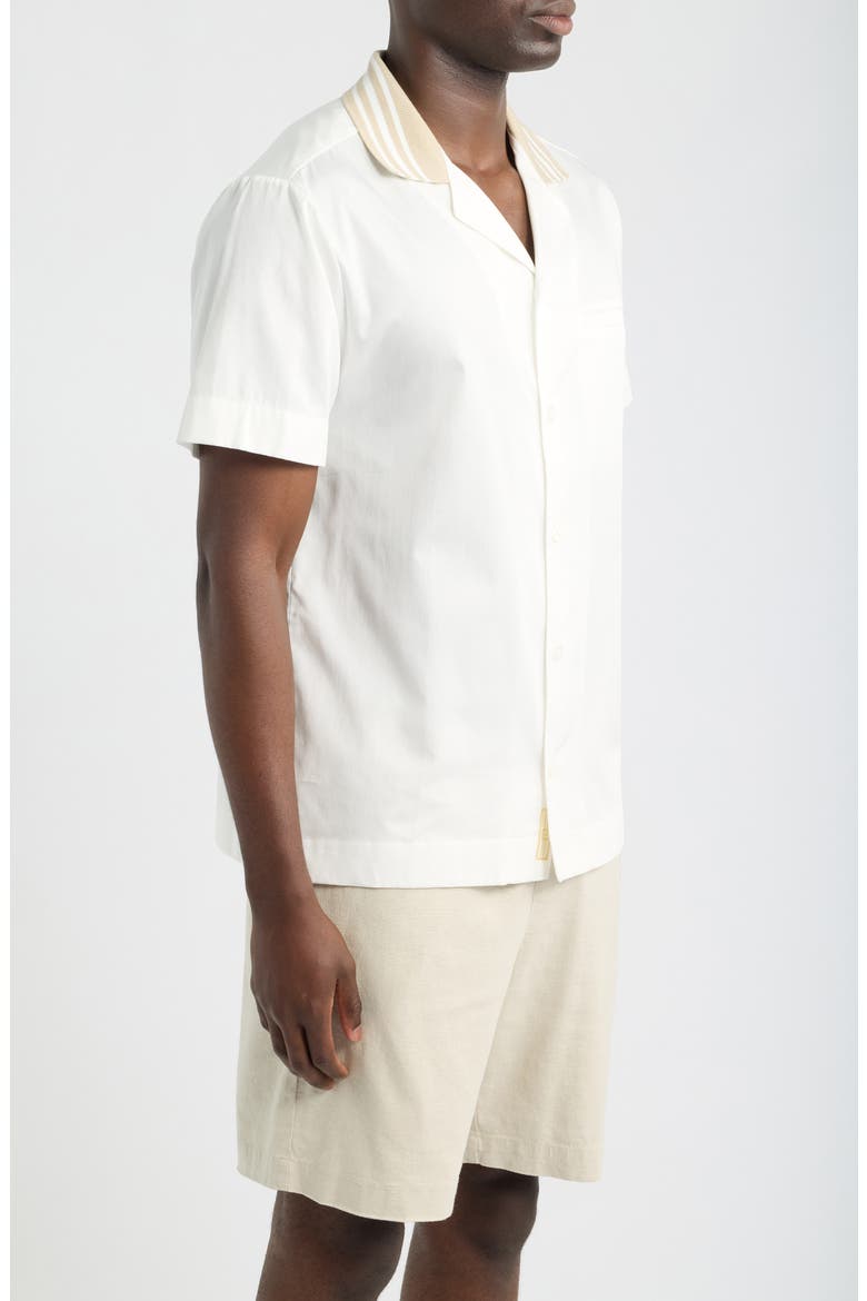 Senna Ribbed Collar Cotton Camp Shirt, Alternate, color, IVORY- 10