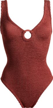 Hunza G Celine Stripe Seersucker One-Piece Swimsuit