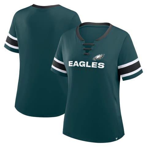 Women's Fanatics Midnight Green Philadelphia Eagles Redzone Draw Play Athena Lace-Up T-Shirt