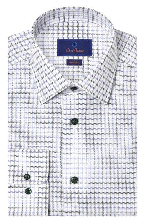 Regular Fit Windowpane Print Cotton Dress Shirt
