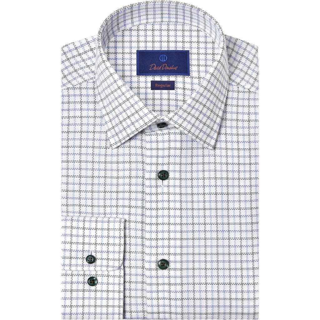 David Donahue Regular Fit Windowpane Print Cotton Dress Shirt In Multi