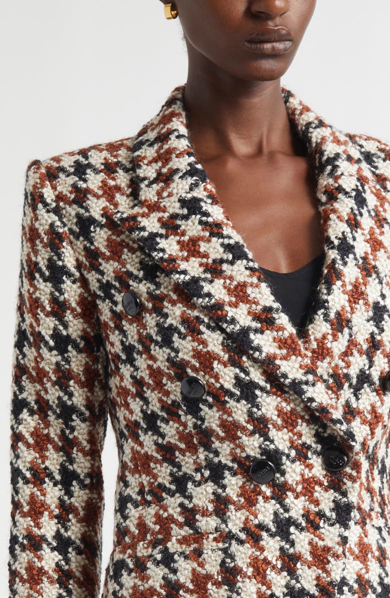 L'AGENCE Marie Houndstooth Double Breasted Blazer, Alternate, color, Black/Brown/Cream Houndstooth