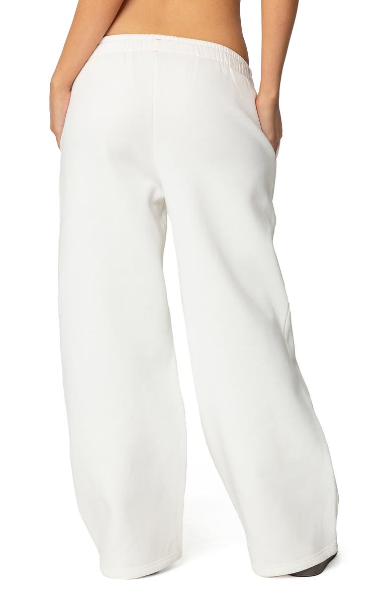 EDIKTED Mili Logo Wide Leg Sweatpants, Alternate, color, White