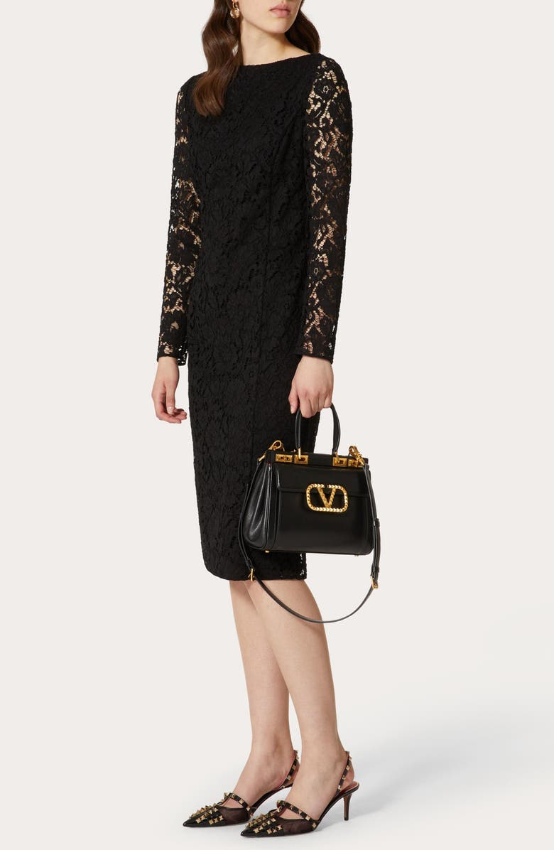 Valentino Lace Long Sleeve Sheath Dress, Alternate, color, 