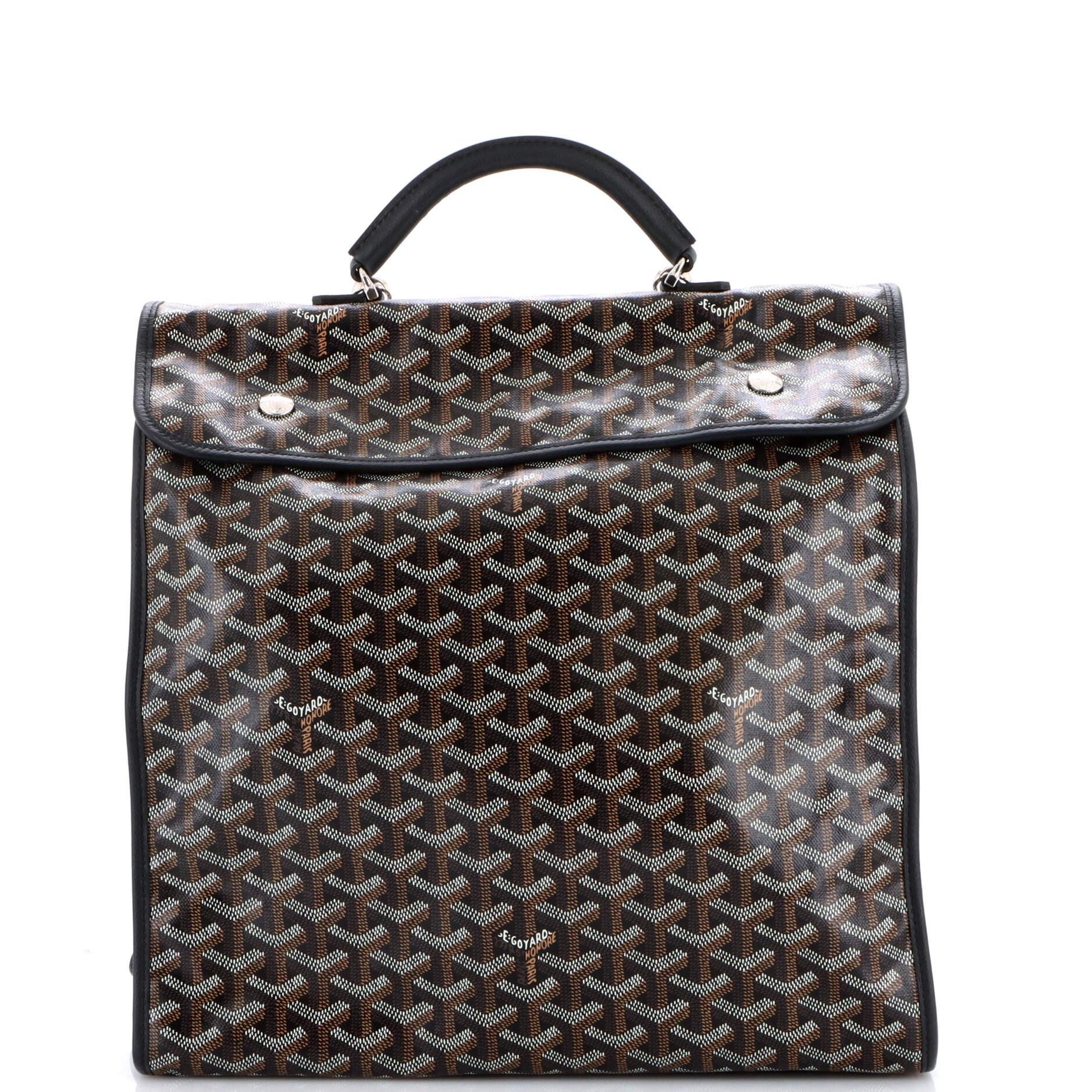 Pre-Owned Goyard Saint Leger Briefcase Backpack Coated Canvas, Main, color, Black