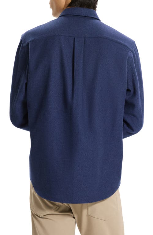 Theory Weekend Brushed Cotton Twill Button-up Shirt In Blue