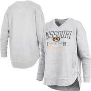 PRESSBOX Women's Pressbox Heather Gray Missouri Tigers Marcus East Hall Poncho V-Neck Sweatshirt