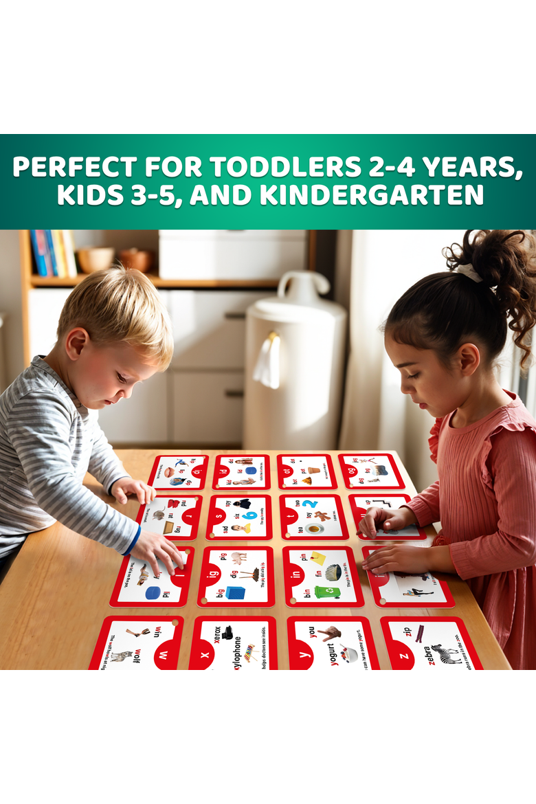 ABC Learning Flash Cards for Toddlers, Alternate, color, 52 Phonics