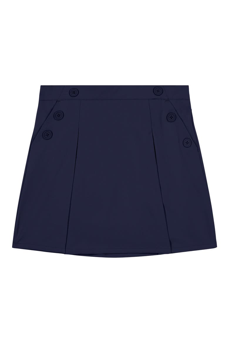 Kids' Button Poplin Skort, Alternate, color, NAVY