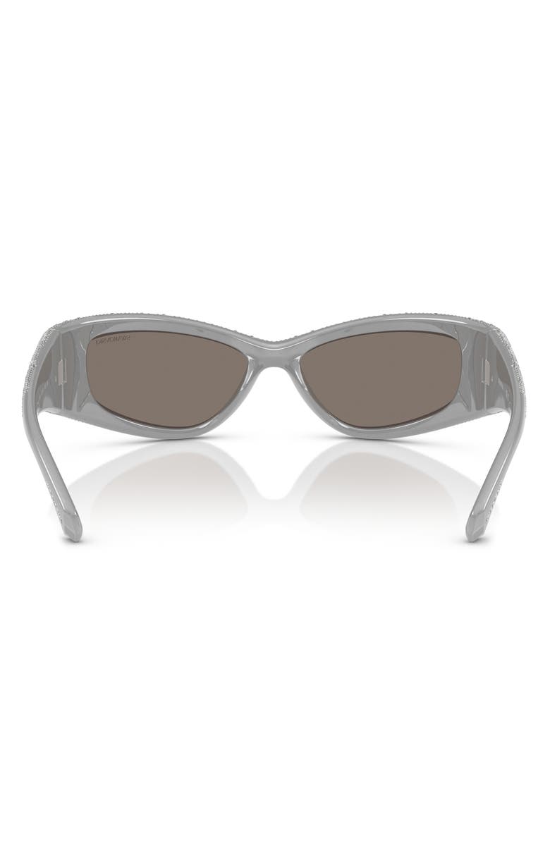 Swarovski 60mm Irregular Sunglasses, Alternate, color, Silver Mirror