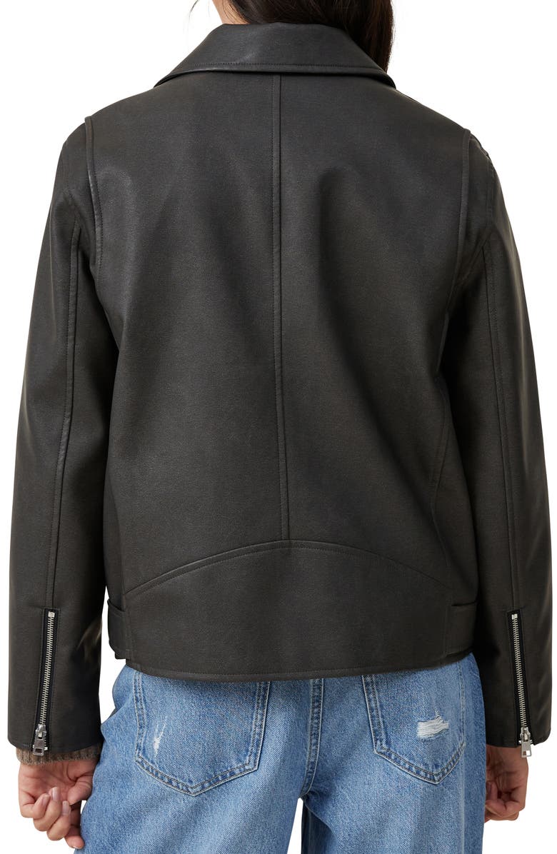 Cotton On Roman Faux Leather Biker Jacket, Alternate, color, Washed Black