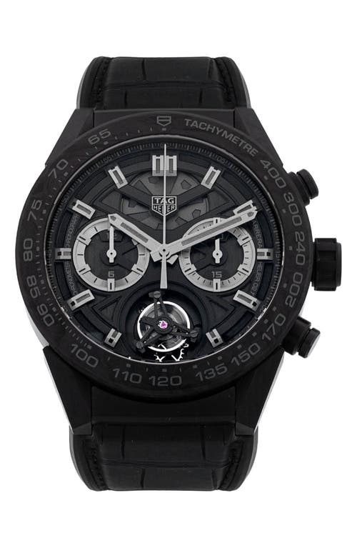 WATCHFINDER & CO. WATCHFINDER & CO. TAG HEUER PREOWNED CARRERA CHRONOGRAPH RUBBER STRAP WATCH, 45MM