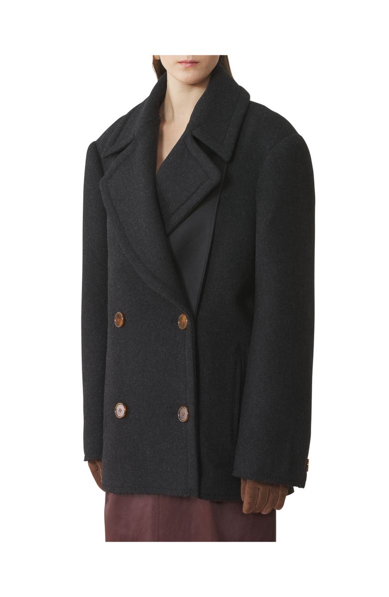 Lanvin Wool Peacoat, Alternate, color, Anthracite
