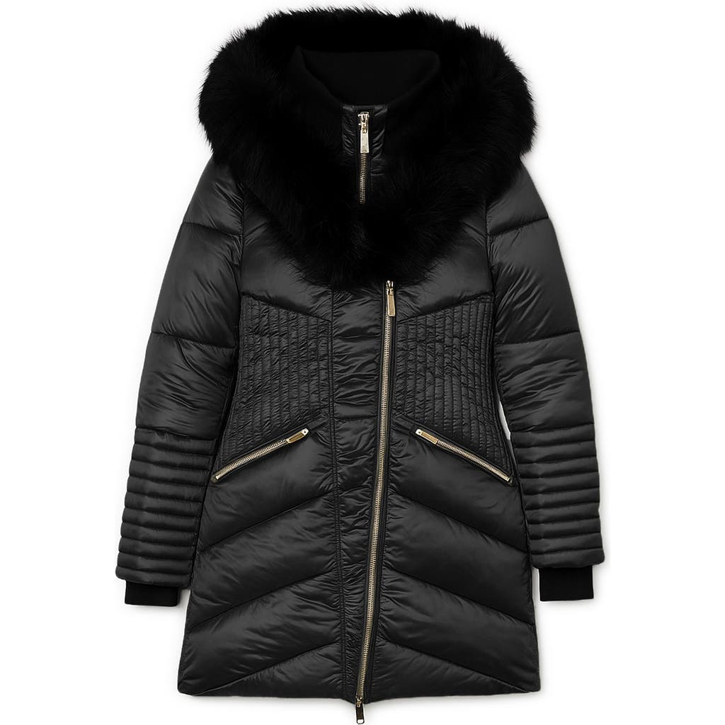 Noize Gigi-el Faux Fur Trim Hooded Parka In Black