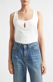 Victoria Beckham Split Cotton & Linen Jersey Tank