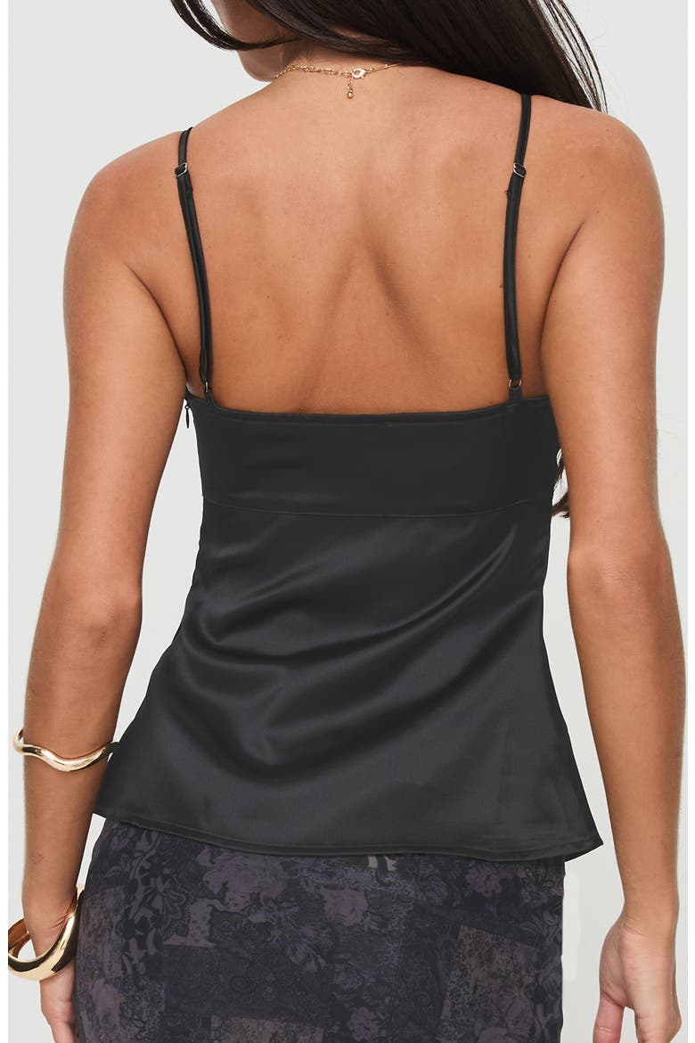 Gunnar Split Front Satin Camisole, Alternate, color, BLACK