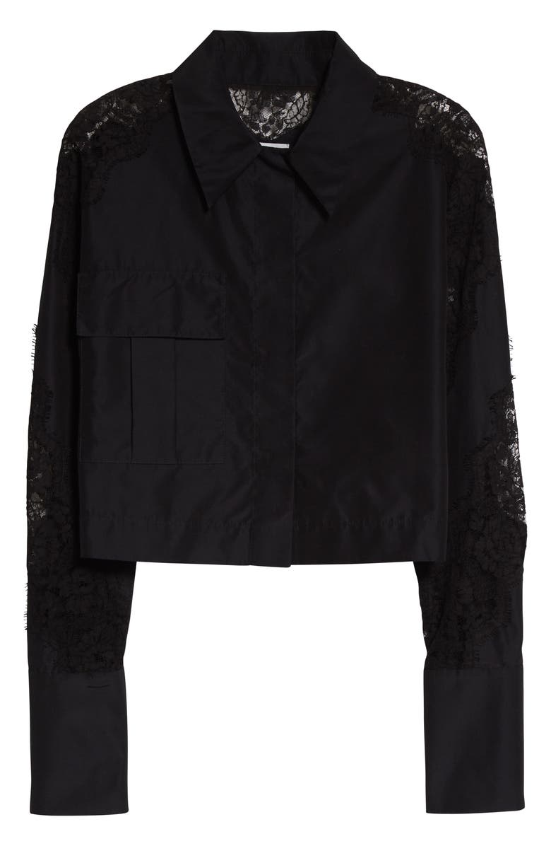 ST. JOHN Collection Lace Trim Cotton & Silk Faille Jacket, Alternate, color, 