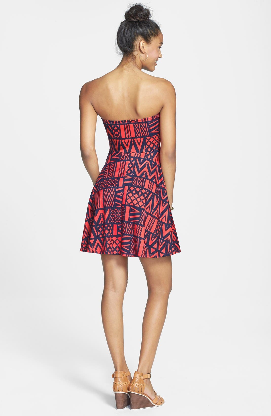 EVERLY Geo Print Strapless Skater Dress (Women) | Nordstrom
