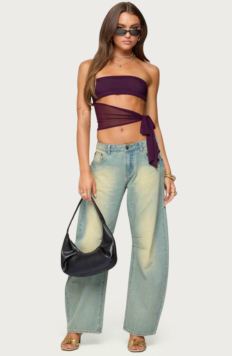 EDIKTED Cayden Low Rise Barrel Leg Jeans, Alternate, color, Blue-Vintage-Washed