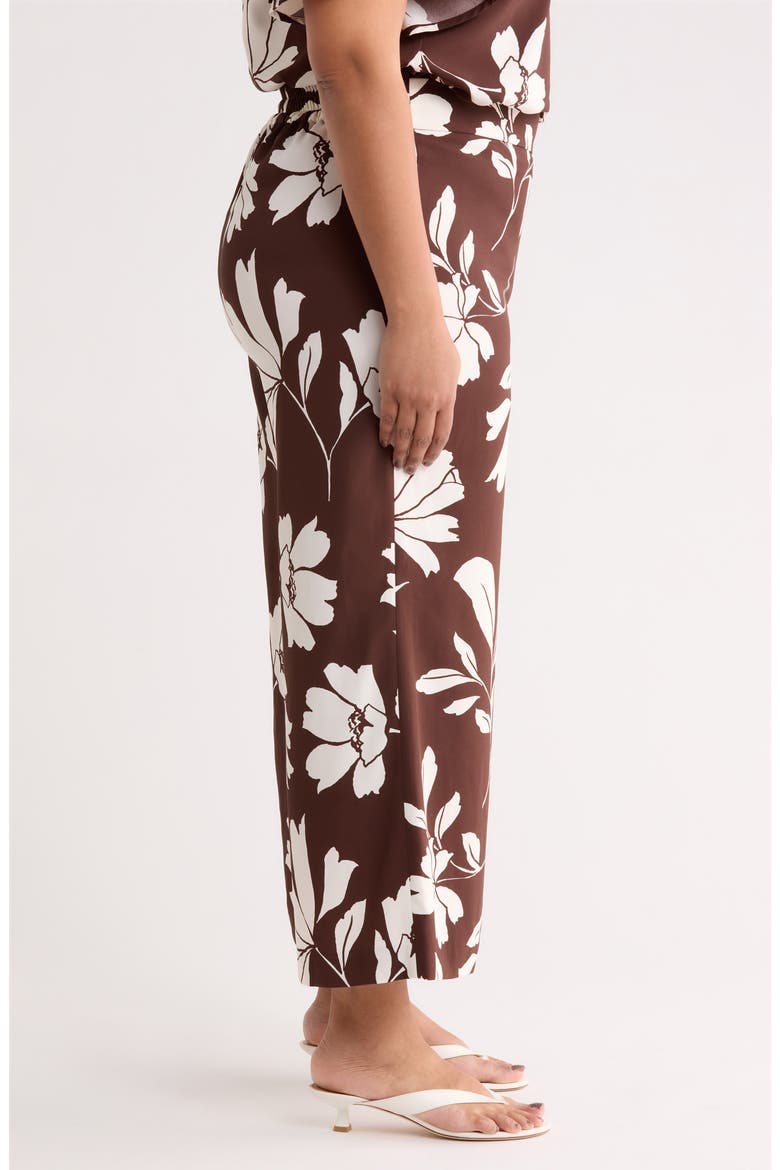 Floral High Waist Crop Wide Leg Pants, Alternate, color, DK CHOC/ WHT DV