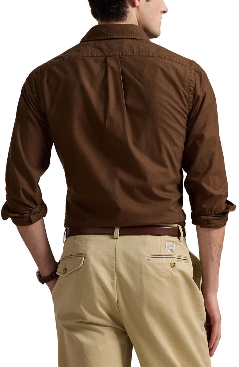Polo Ralph Lauren Solid Cotton Oxford Button-Down Shirt, Alternate, color, Chocolate Mousse/Freshwater Pp