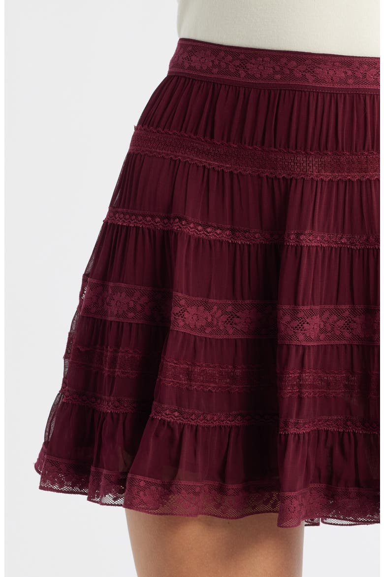Fleetta Tiered Miniskirt, Alternate, color, OXBLOOD