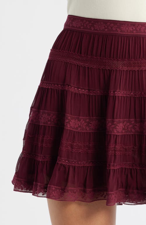 Loveshackfancy Fleetta Tiered Miniskirt In Burgundy