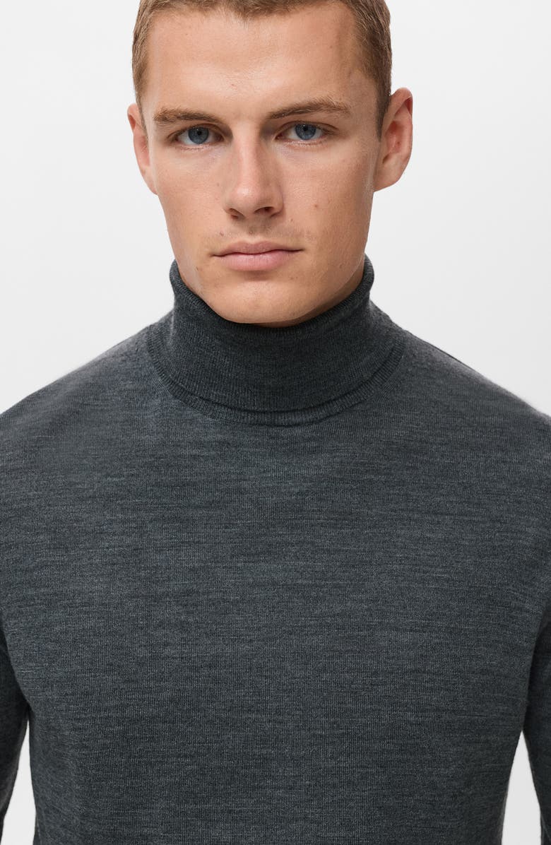 MANGO Turtleneck Wool Sweater, Alternate, color, Medium Heather Grey