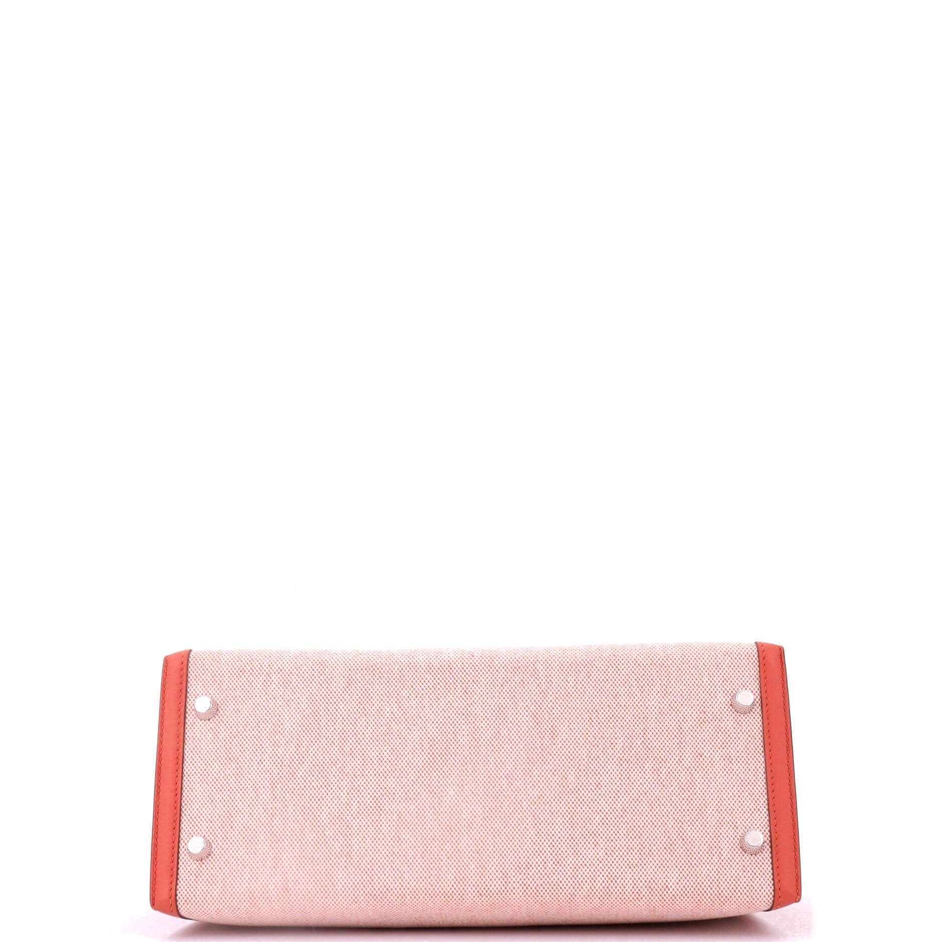 Pre-Owned Hermes Kelly Handbag Toile and Brown Swift with Palladium Hardware 28, Alternate, color, Brique