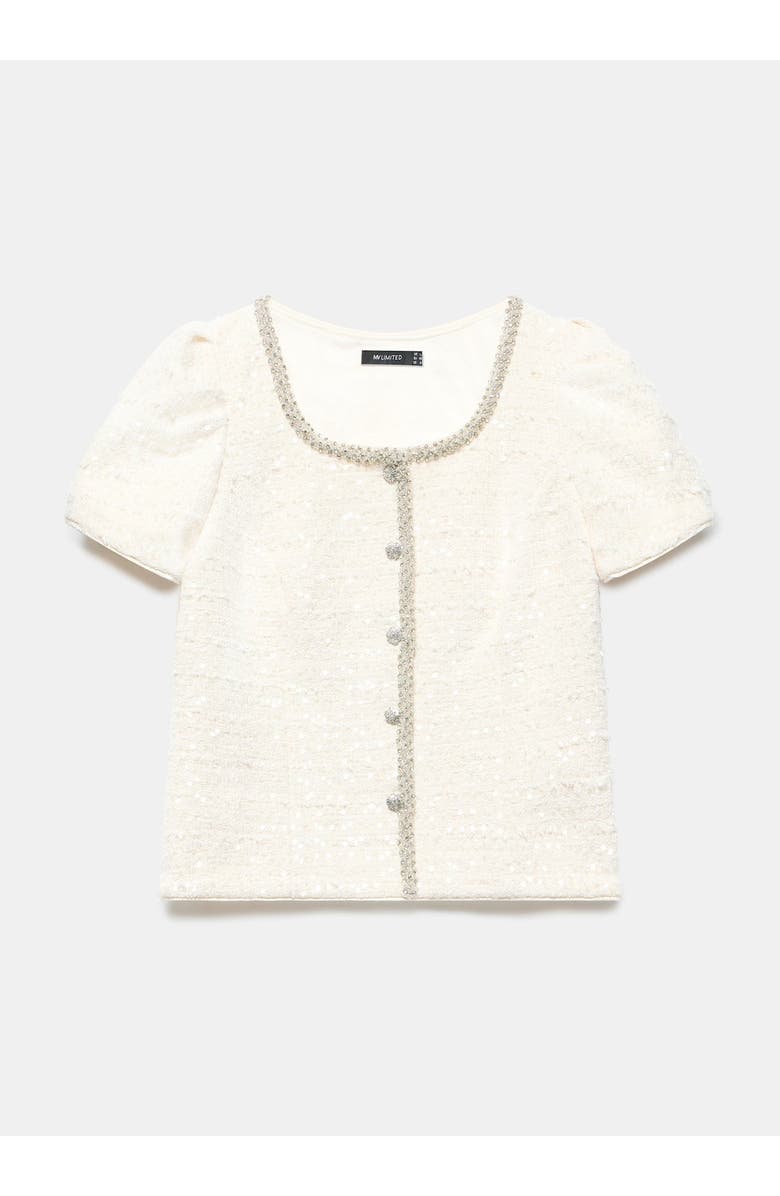 MINT VELVET Boucle Diamante Trim Top, Alternate, color, Ivory