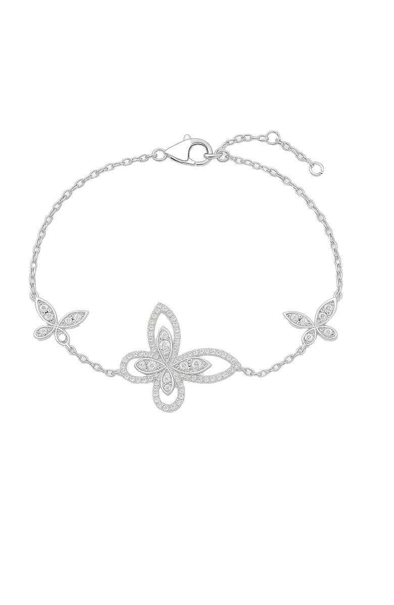 Donatello Gian Butterfly Crystal Bracelet, Main, color, Silver