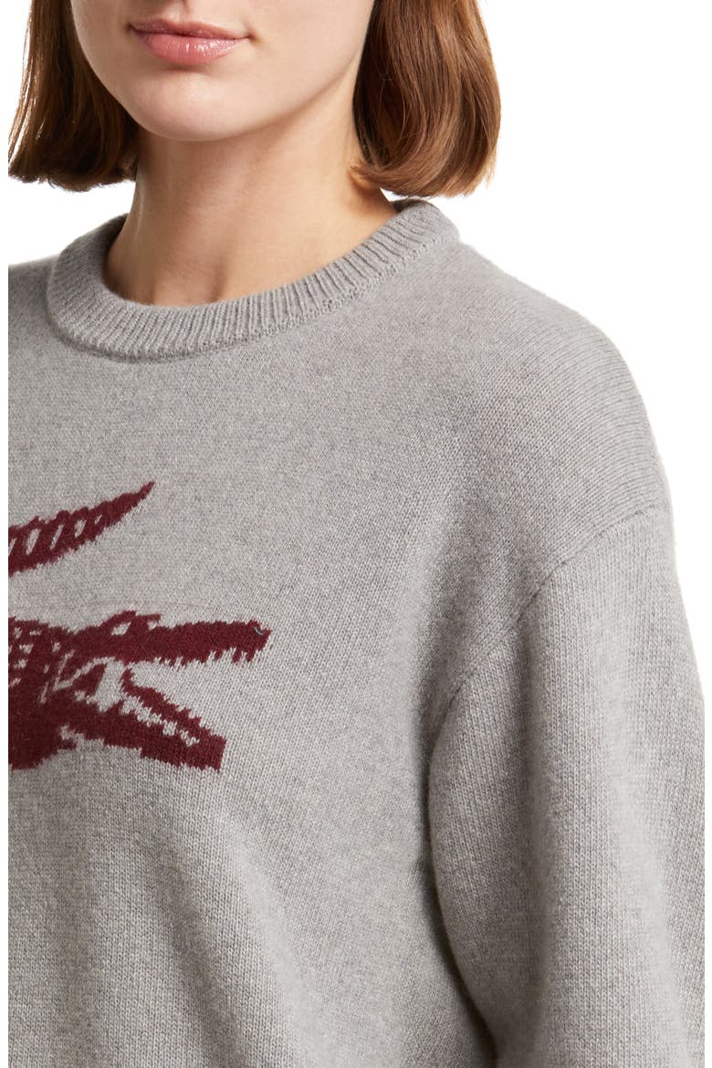 Big Croc Cashmere & Wool Crewneck Sweater, Alternate, color, IQ3 SILVER CHINE/ ZIN